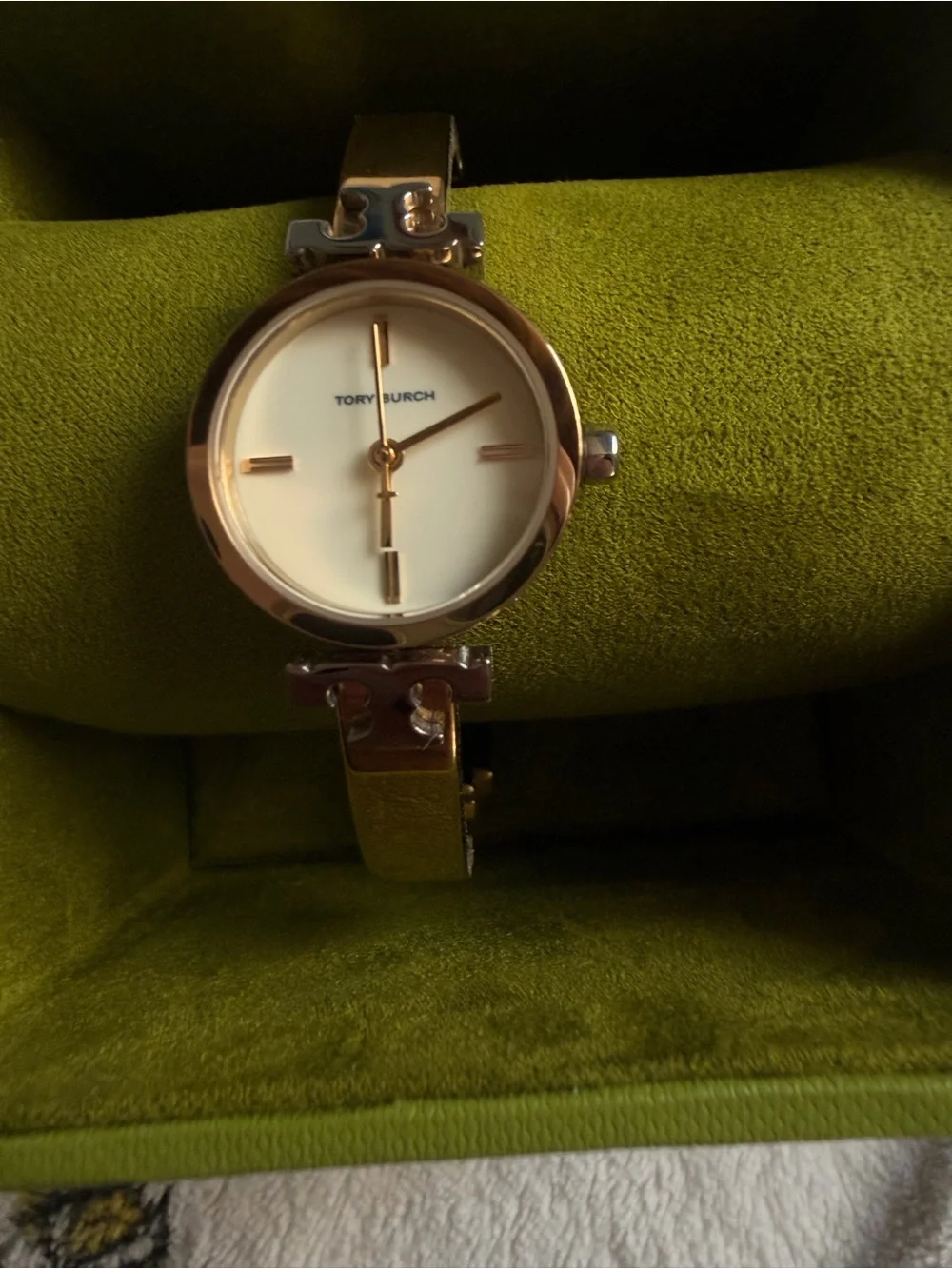 Tory Burch Gold-Tone Bracelet Watch with White Dial